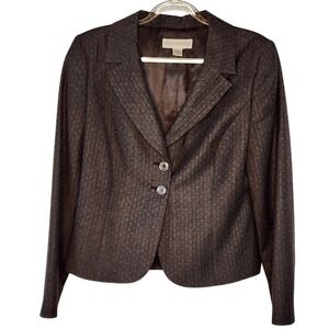 EUC Petite Sophisticate Brown Tweed Blazer Career Jacket Professional Office  8